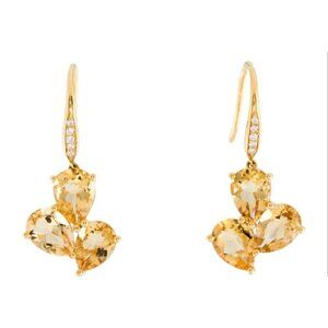 KAI FINE JEWELRY 14K Yellow Gold & Genuine Citrine Drop Earrings w/ Diamonds